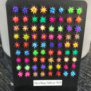 925 Sterling Silver neon earrings with display NEW